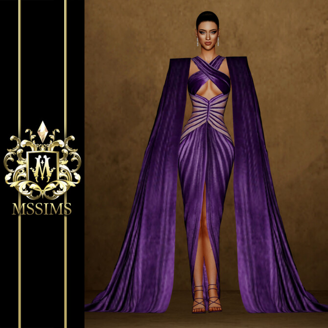 Sims 4 MARASHI GOWN WITH CAPE ACC at MSSIMS