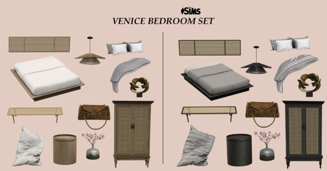 Sims 4 Venice Bedroom Set (P) at Leo Sims