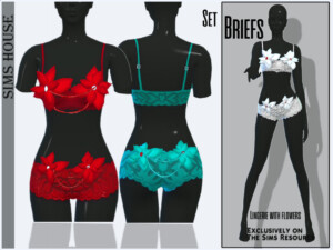 Set of Lingerie with flowers briefs by Sims House at TSR