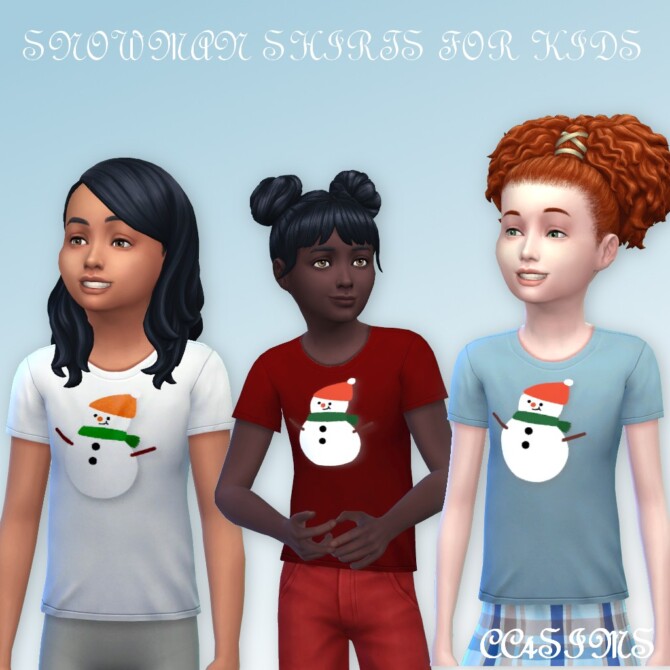 Sims 4 Snowman shirts for kids at CC4Sims