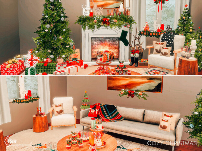 Sims 4 Cozy Christmas Living Room by Summerr Plays at TSR