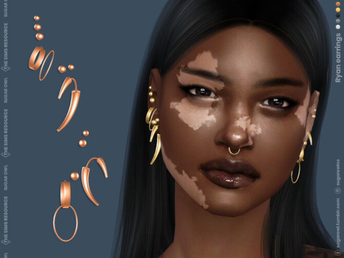 Sims 4 Ryan earrings for male and female by sugar owl at TSR