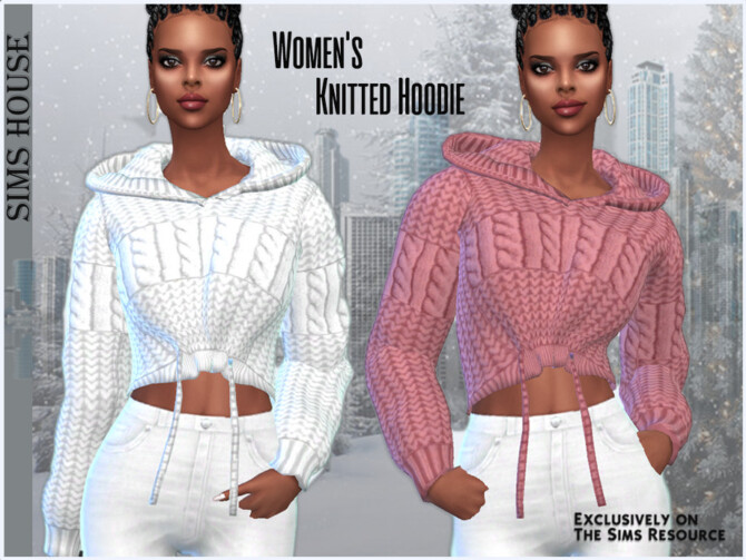 Sims 4 Womens Knitted Hoodie by Sims House at TSR
