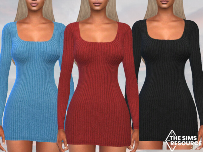 Sims 4 Round Neck Winter Dresses by Saliwa at TSR