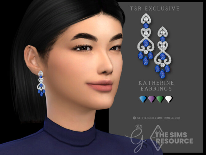 Sims 4 Katherine Earrings by Glitterberryfly at TSR