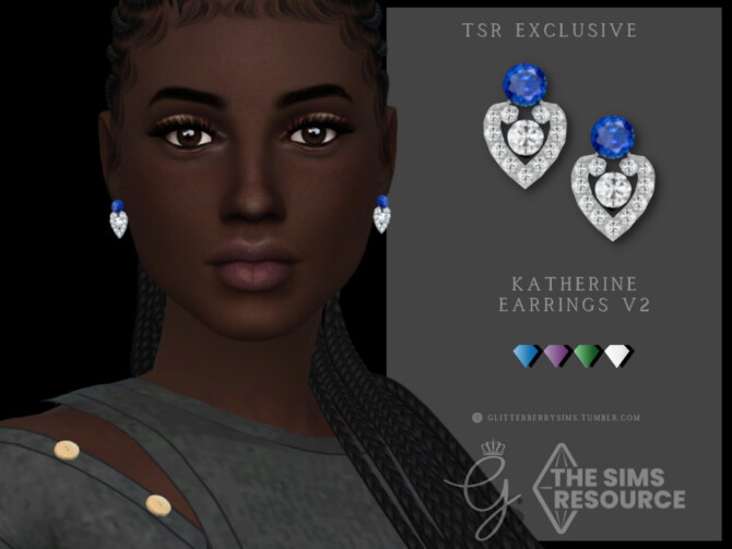 Sims 4 Katherine Earrings V2 by Glitterberryfly at TSR