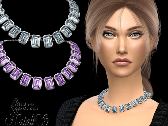 Sims 4 Statement square cut crystal necklace by NataliS at TSR