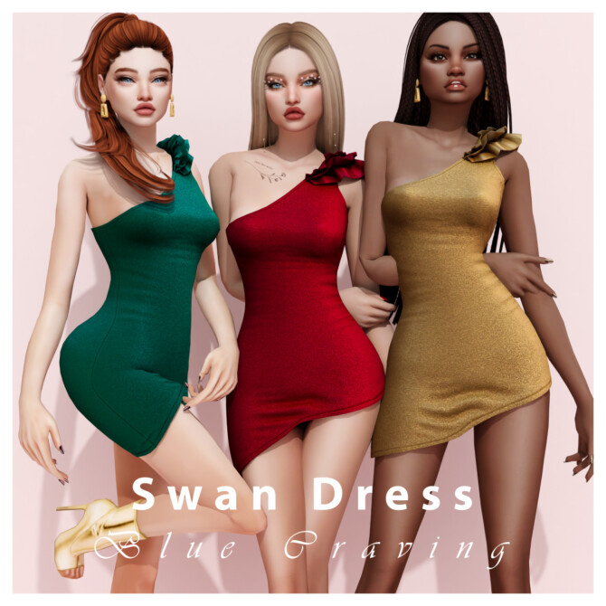 Sims 4 SWAN DRESS at Blue Craving