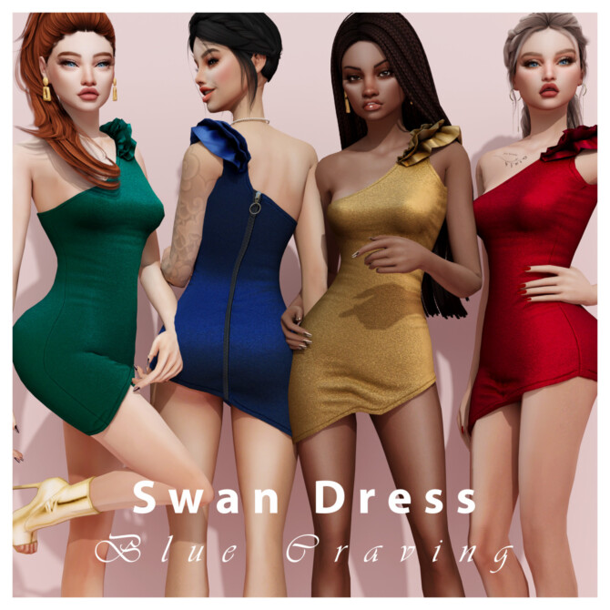 Sims 4 SWAN DRESS at Blue Craving