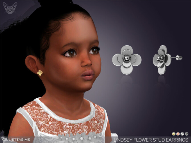 Sims 4 Lindsey Flower Stud Earrings For Toddlers by feyona at TSR