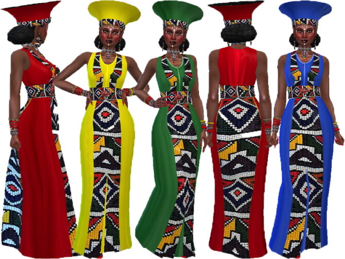 Sims 4 Zulu dress long (Recolor) by TrudieOpp at TSR
