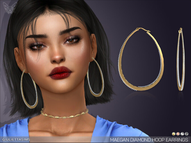 Sims 4 Maegan Diamond Hoop Earrings by feyona at TSR