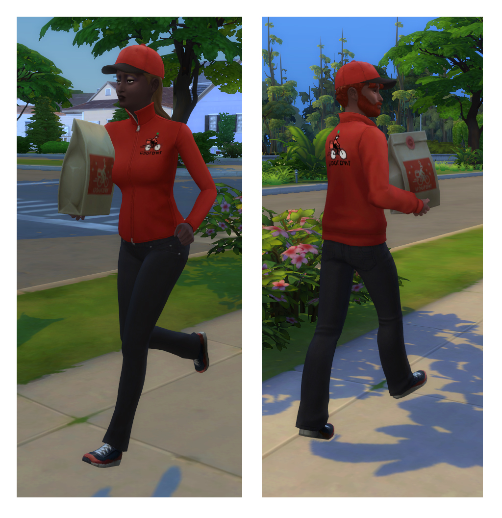 Zoomers Food Delivery Uniform by Menaceman44 at Mod The Sims 4 » Sims 4 Updates