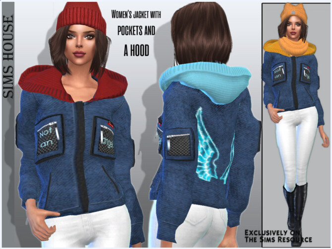 Sims 4 Womens jacket with pockets and a hood by Sims House at TSR