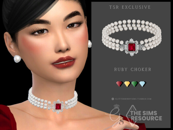 Sims 4 Ruby Choker by Glitterberryfly at TSR