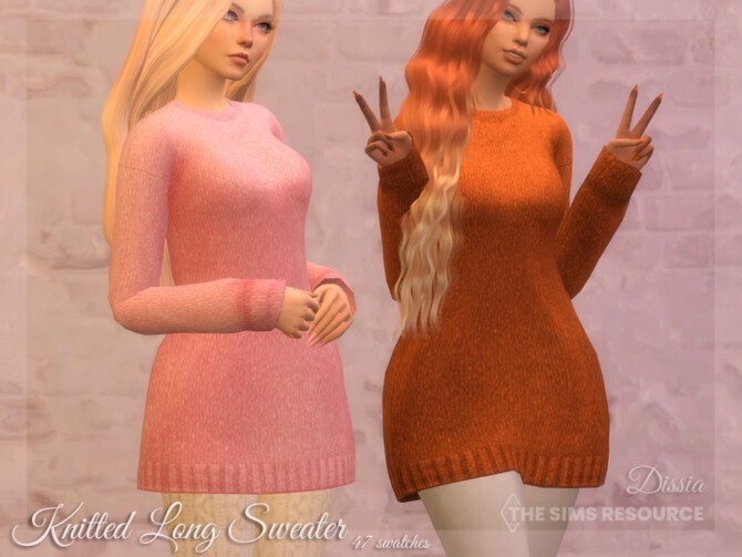 Sims 4 Knitted Long Sweater by Dissia at TSR