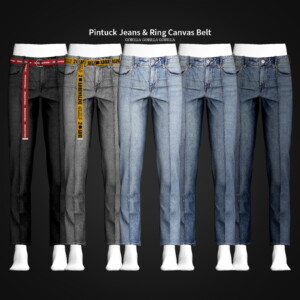 Pintuck Jeans & Ring Canvas Belt at Gorilla