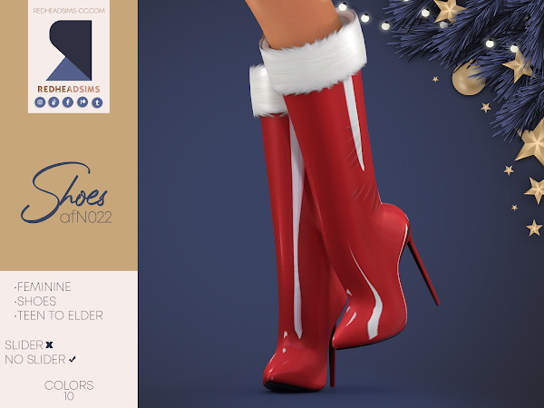 Sims 4 AF SHOES N022 | NO SLIDER Christmas boots at REDHEADSIMS