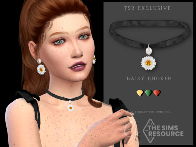 Sims 4 Daisy Choker by Glitterberryfly at TSR