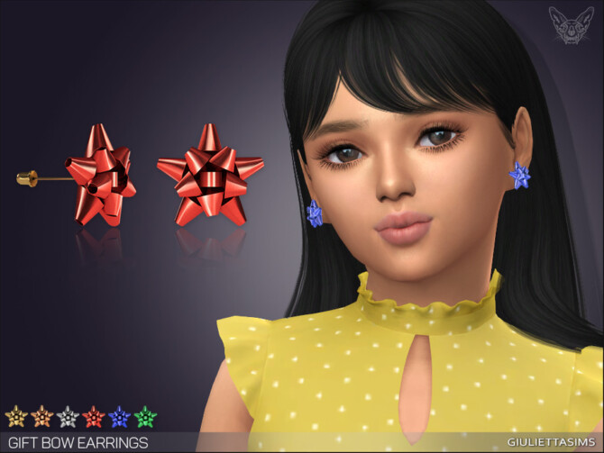 Sims 4 Gift Bow Earrings For Kids by feyona at TSR