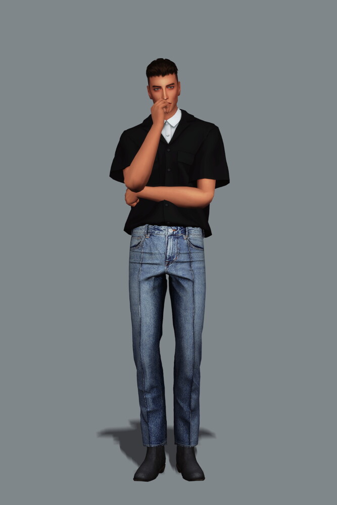 Sims 4 Pintuck Jeans & Ring Canvas Belt at Gorilla