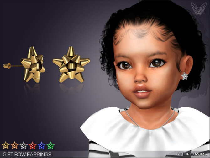Sims 4 Gift Bow Earrings For Toddlers by feyona at TSR