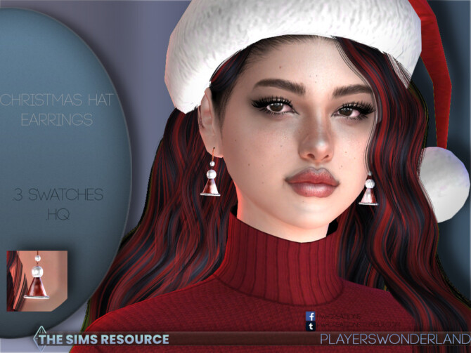 Sims 4 Christmas Hat Earrings by PlayersWonderland at TSR