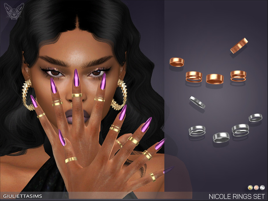 Sims 4 Earthy Rings Nicole Multiple Rings Set by feyona at TSR » Sims 4 Updates