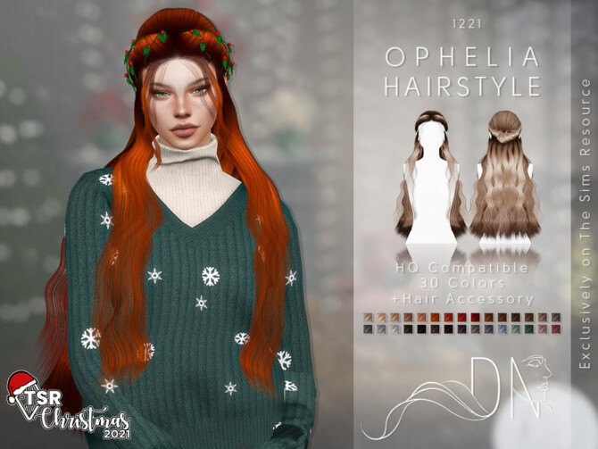 Sims 4 TSR Christmas 2021  Ophelia Hair Set by DarkNighTt at TSR