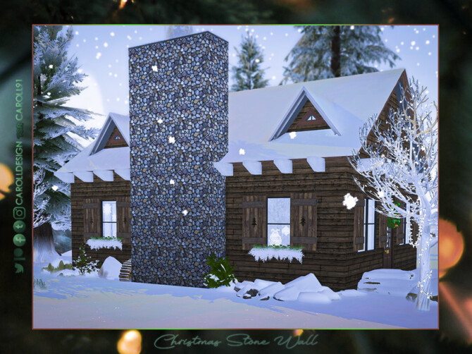 Sims 4 Christmas Stone Wall by Caroll91 at TSR