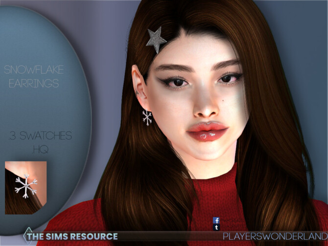 Sims 4 Christmas Snowflake Earrings by PlayersWonderland at TSR