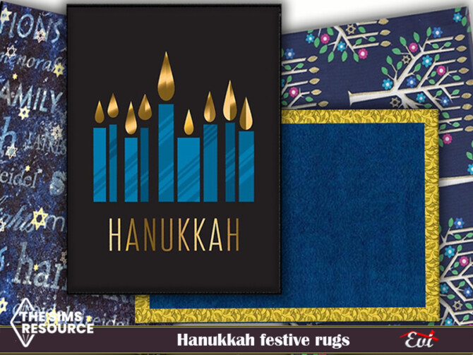 Sims 4 Hanukkah festive rugs by evi at TSR