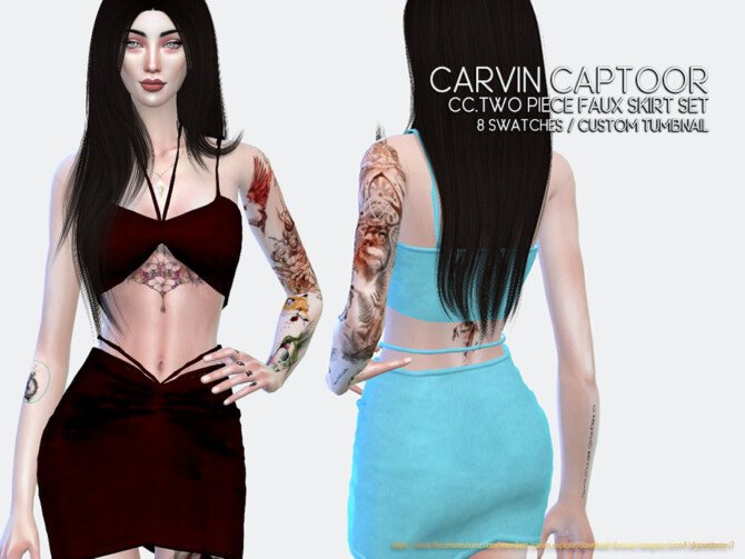 Sims 4 Two piece faux Skirt Set by carvin captoor at TSR