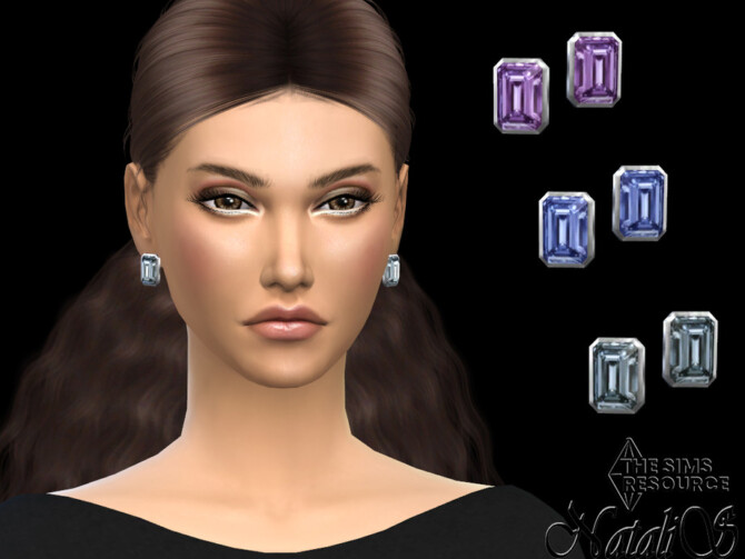 Sims 4 Square cut stud earrings by NataliS at TSR