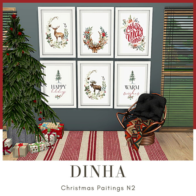 Sims 4 Christmas Paintings N1 & N2 at Dinha Gamer