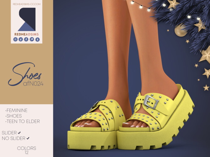 Sims 4 AF SHOES N024 | SLIDER + NO SLIDER Platform Sandals at REDHEADSIMS