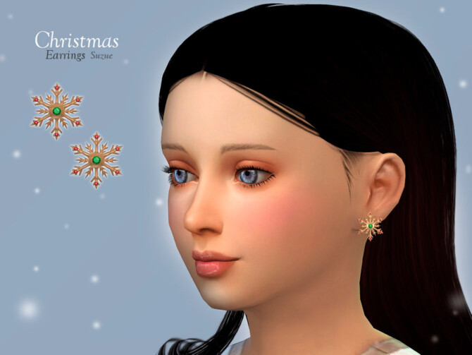 Sims 4 Christmas Earrings Child by Suzue at TSR