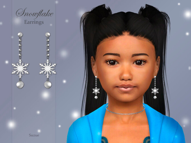 Sims 4 Snowflake Earrings Child by Suzue at TSR