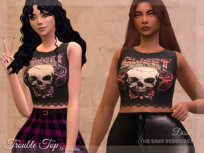 Sims 4 Trouble Top by Dissia at TSR