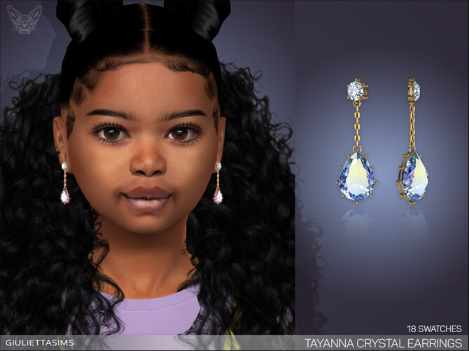 Sims 4 Tayanna Crystal Earrings For Kids by feyona at TSR