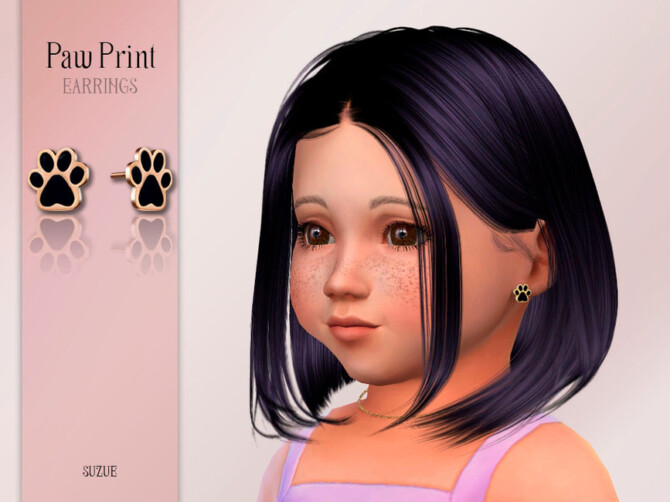 Sims 4 Paw Print Earrings Toddler by Suzue at TSR
