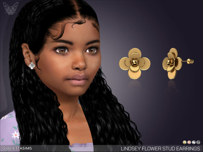 Sims 4 Lindsey Flower Stud Earrings For Kids by feyona at TSR