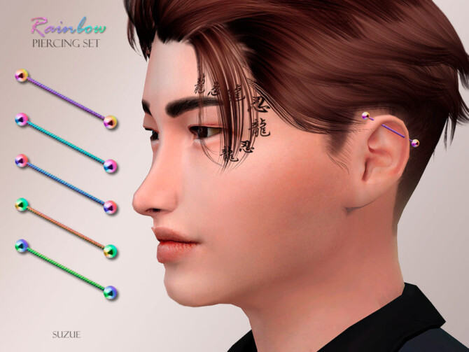 Sims 4 Rainbow Piercing Set by Suzue at TSR