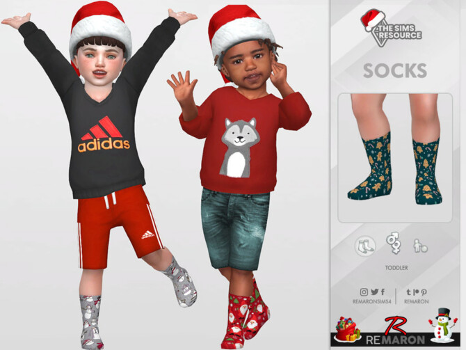 Sims 4 Christmas socks for toddler 01 by remaron at TSR