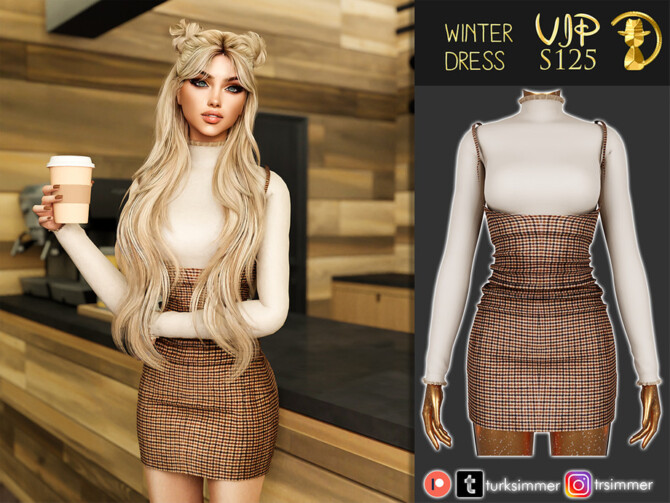 Sims 4 Winter Dress S125 by turksimmer at TSR