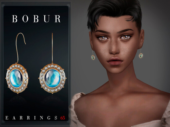 Sims 4 Sapphire earrings with pearls by Bobur3 at TSR