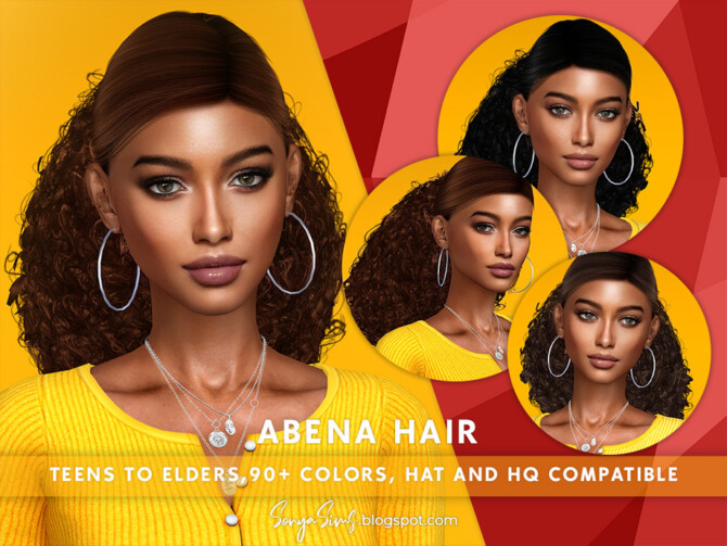 Sims 4 Abena Hair  by SonyaSimsCC at TSR