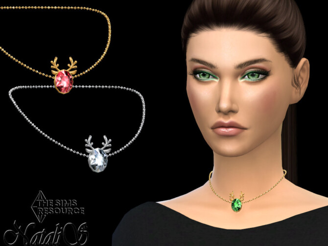 Sims 4 Christmas crystal reindeer pendant by NataliS at TSR
