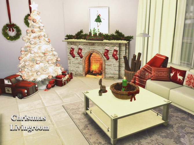 Sims 4 Christmas Livingroom by GenkaiHaretsu at TSR