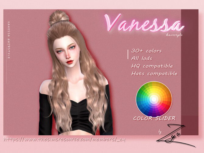 Sims 4 Vanessa Hairstyle by  zy at TSR